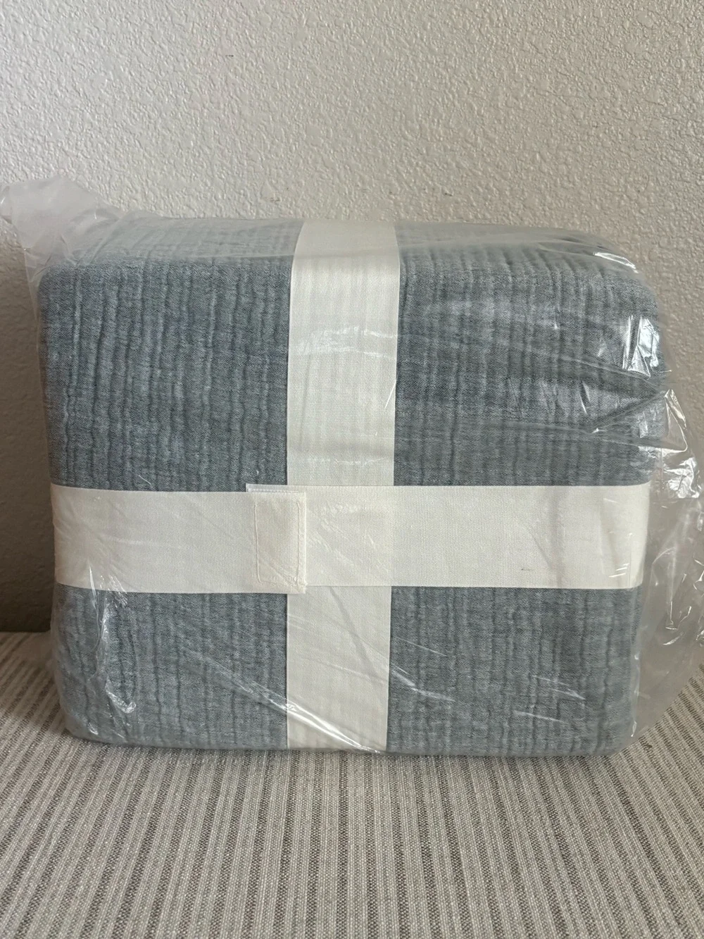 NWT Full/Queen Textured Chambray Cotton Duvet Cover & Sham Set Dark Teal Blue
